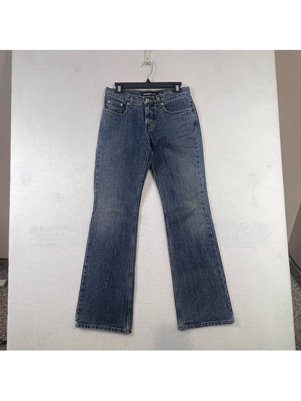 Express Jeans Junior Sz 5/6 L (29x31) Flare Low Rise 100% Cotton Medium Wash Y2K
